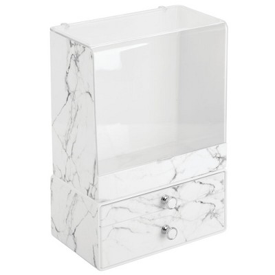 mDesign Decorative Bathroom Vanity Makeup Storage Organizers, Set of 2 - Marble