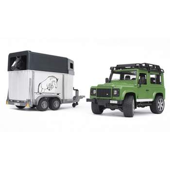 Bruder Land Rover Defender Station Wagon With Horse Trailer And 1 Horse