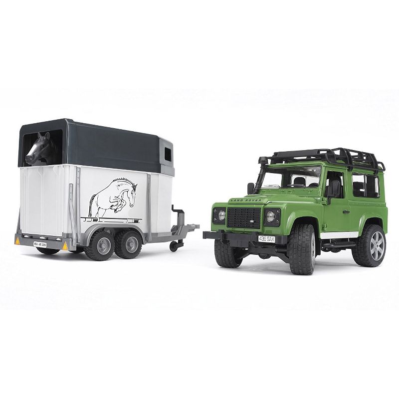 Bruder Land Rover Defender Station Wagon With Horse Trailer And 1 Horse, 1 of 6