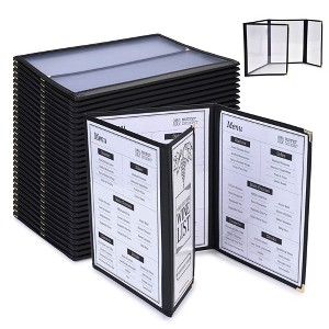 WeChef 30 Pcs Restaurant Menu Covers Trifold for 8.5x11" 3 Page 6 View & 4.25x11" Half Page for Wine List Drink cafe Bar - 1 of 4