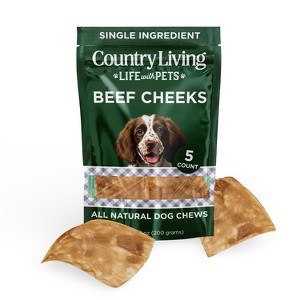 Country Living 4” x 4” Beef Cheek Chip Dog Treats – Chicken Flavor – 5 Count Bag – All-Natural, High-Protein, Long-Lasting Dog Chews - 1 of 4