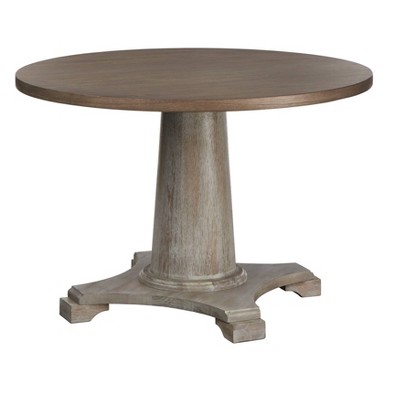 Belterra Round Dining Table Vintage Walnut/White - Lifestorey: 45.25" Farmhouse Style, MDF & Rubberwood
