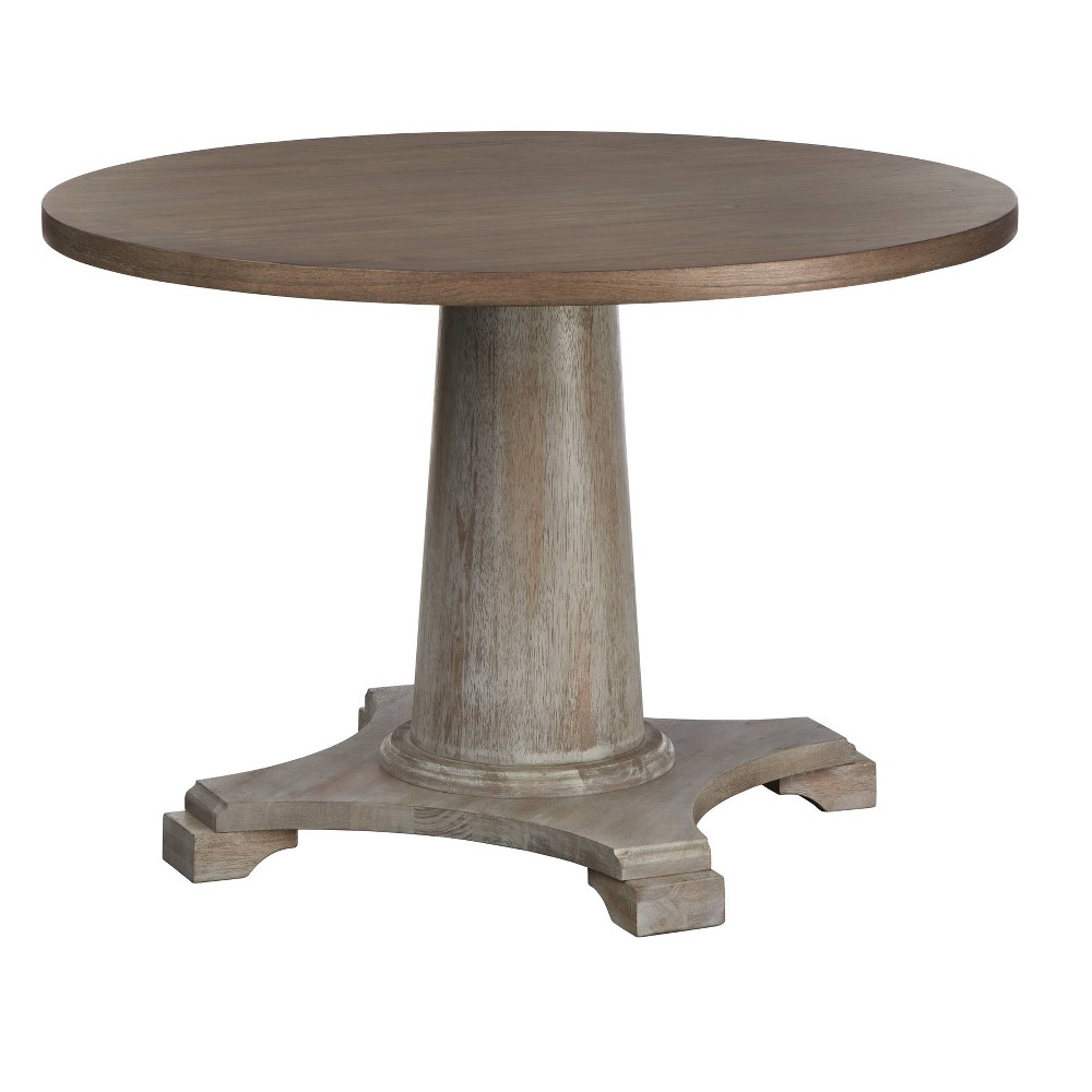 Photos - Garden & Outdoor Decoration Belterra Round Dining Table Vintage Walnut/White - Lifestorey: 45.25" Farmhouse Style, MDF & Rubberwood