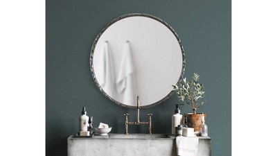 Jedda 26" Round Gunmetal Textured Wall Mirror