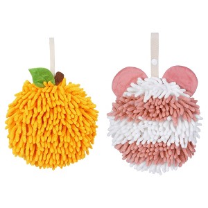 REGALWOVEN 2 Pcs Cute Soft Absorbent Chenille Ball Fuzzy Hand Towel - 1 of 4