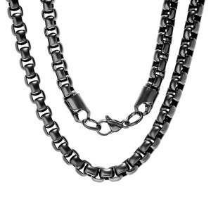 Steeltime Men's 24" black ip box necklace chain - 1 of 4