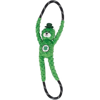 ZippyPaws - RopeTugz St. Patrick's Day Lucky Bear Dog Toy - Durable Rope, Squeaky Chew Toy, Perfect for Tug of War, Suitab...