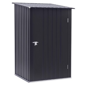 3.3' x 3.4' Lean-to Garden Storage Shed, Small Outdoor Galvanized Steel Tool House with Lockable Door for Patio, Lawn - 1 of 4