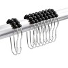 Home Mart Goods Black Fabric Textured Glam luxury Shower Curtain With 12 Metal Roller Ball Hooks - 72" x 72" - 2 of 3
