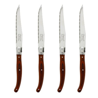 4pk Stainless Steel Laguiole Pakkawood Steak Knives - Thumbnail 3