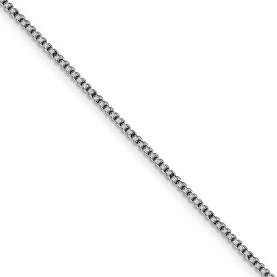 Black Bow Jewelry 1.5mm 14k White Gold Hollow Round Box Chain Necklace
