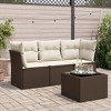 vidaXL Garden Sofa Set Brown PE Rattan Medium Adjustable Feet - 2 of 4