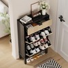 2-Drawer Shoe Cabinet - Farmhouse Fluted Design w/Metal Legs, Slim Entryway Organizer for Foyer/Hallway - 4 of 4
