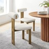 Modway Torian Upholstered Boucle Dining Chairs Set of 2 in French Oak Ivory - 3-Legged Farmhouse Kitchen Chairs Comfortable Side Chairs with Wood Legs - 2 of 4