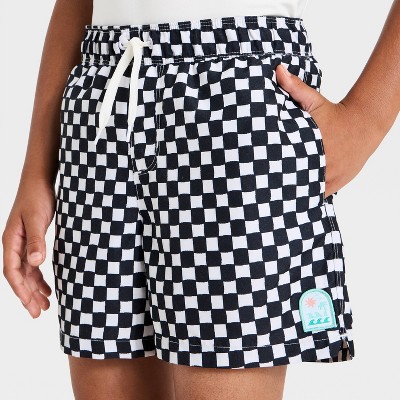 Детские купальники Art Class Boys' Checkerboard Swim Trunks with Built in Boxers - art class™ Black/White M — фото 2