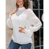 Whizmax Women Long Puff Sleeve Turtleneck Mesh Blouse Going Out Fall Party Night Elegant Tops Cute Women Trendy Blouse - 2 of 4