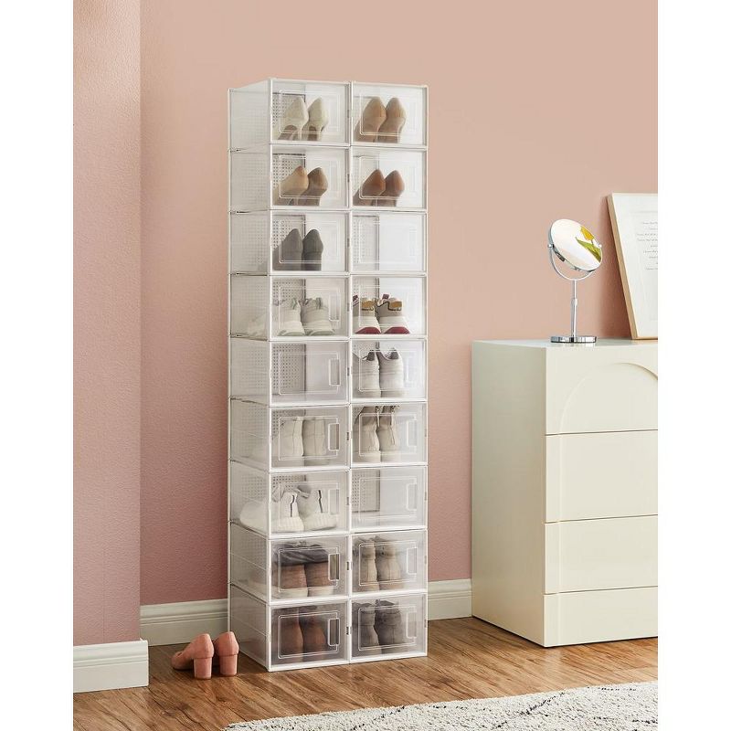 SONGMICS Stackable Clear Plastic Shoe Boxes - Shoe Storage Organizers for Sneakers, Closet Organization, 3 of 8
