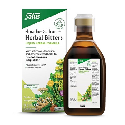 Floradix Gallexier Herbal Bitters - Digestive Support Supplement with Artichoke, Dandelion, Turmeric, Ginger & More - Vegan, Non-GMO - 8.5 fl oz
