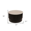 HomeRoots 31" White And Dark Brown Genuine Marble And Solid Wood Round Drum Coffee Table - 3 of 4