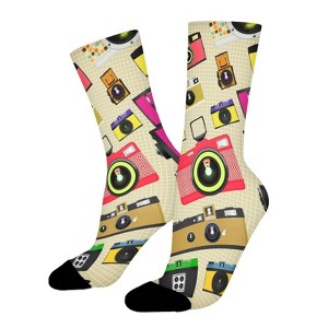Retro Camera Women Printed Crew Socks Funny Funky Socks Soft Polyester Novelty Gifts for Artists Men - 1 of 4
