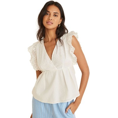 VENUS Womens Eyelet Ruffle Tank