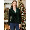 INSPIRE CHIC Women's Notched Lapel Vintage Office Button Front Velvet Blazer - 3 of 4