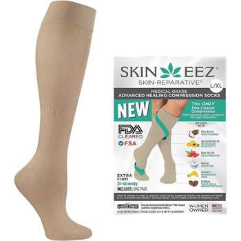 Skineez Medical Grade Advanced Healing Compression Socks 30-40mmHg, White, Black or Tan, Small - X Large Sizes, 1 Pair