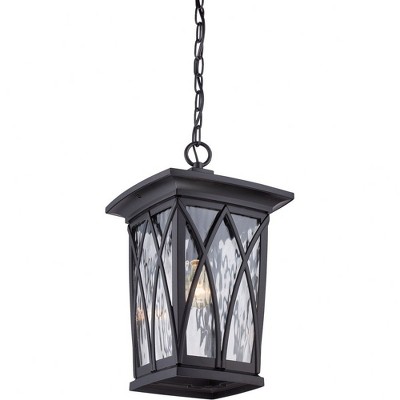 Mystic Black Glass Outdoor Pendant Light with Curved Bands