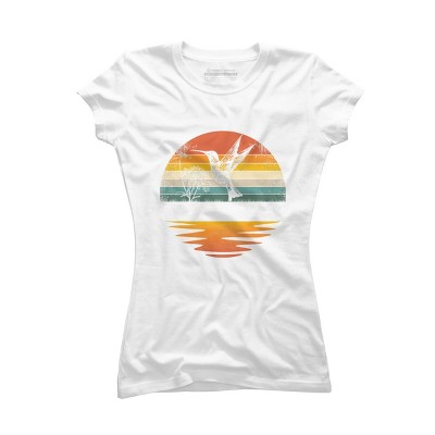 Junior's Design By Humans Hummingbird Vintage Retro Sunset Hummingbirds By JplusFunny T-Shirt