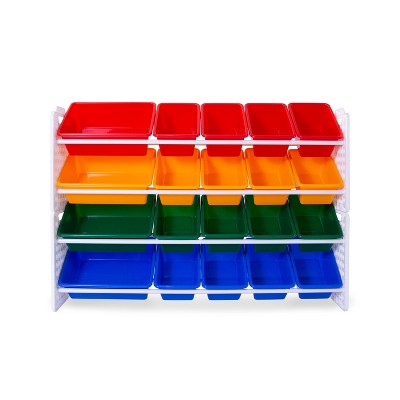 Primary Color Toy Organizer with 20 Removable Plastic Bins