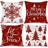 Lomsoe 4pcs Christmas Throw Pillow Covers - Merry Christmas Christmas Tree Snowflake Christmas Ornament Designs, Holiday Decor for Bedroom Sofa Couch - 2 of 4