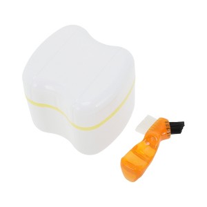 Unique Bargains Denture Bath Case Cup with Denture Cleaner Brush 1 Set - 1 of 4