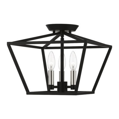 Livex Lighting Devone 3 - Light Semi-Flush Mount in  Black/Brushed Nickel