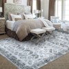 Wasshable Vintage Distressed Floral Print Living Room Bedroom Area Rug, Chenille Non Slip Floor Carpet for Dining Room Home Office - 4 of 4