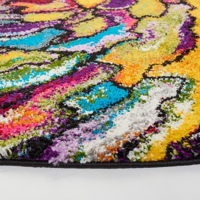 Abstract Multicolor Soft Shag Area Rug 4' x 6'