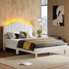 Pinmoco LED Bed Frame, Upholstered Platform Bed with Adjustable Arc Headboard - 2 of 4