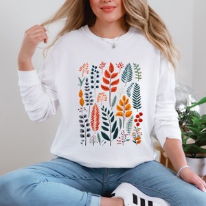 Simply Sage Market Winter Leaves Garment Dyed Long Sleeve - L - White - 1 of 4