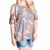 Women's Washed Floral Cold Shoulder Top - Oddi - 4 of 4