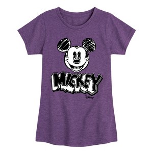 Girls' - Disney - Mickey Mouse Sketched Fitted Short Sleeve Graphic T-Shirt - 1 of 4