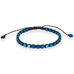 West Coast Jewelry Men's Small Hematite Cube Stone Adjustable Bracelet (4mm) - 1 of 4