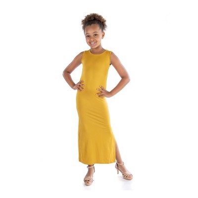 24seven Comfort Apparel Girls Side Slit Maxi Dress