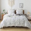 Queen Duvet Cover Set - 100 Cotton Floral Comforter with Zipper and Ties, 3pcs Wildflower Herbs - 2 of 4