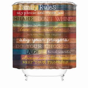 Lettering Wooden Board Shower Curtains for Bathroom Waterproof Fabric Bath Curtain Durable Soft Stylish Bathroom Decor 72x72 Inch - 1 of 1