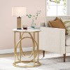 Hommoo Round End Table, Modern Sofa Side Table with Faux Marble Top White & Gold - 3 of 4