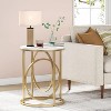 Hommoo Round End Table, Modern Sofa Side Table with Faux Marble Top White & Gold - image 3 of 4