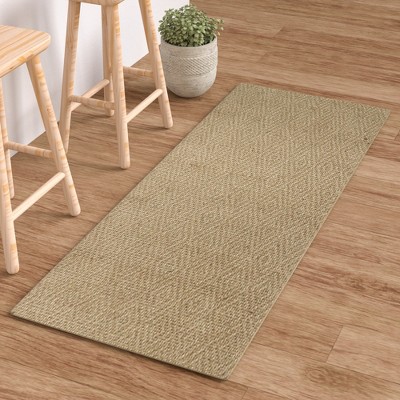 Maxax Jute Door Mat，Hand Woven Area Rug, Boho Rustic Style, Natural Fiber Jute Rug Solid Center for Entryway and Hallway