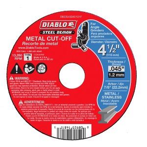 Diablo DBDS45045101F 4-1/2" Type 1 Steel Demon™ Metal Cut-Off Disc - 1 of 3