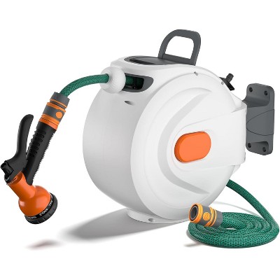 SKONYON Garden Hose Reel Set Heavy-Duty Resin Case for 1/2" Hose