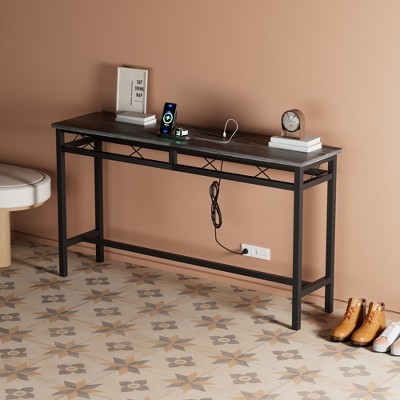 VECELO Narrow Sofa / Console Table with Charging Station & Power Outlet and USB Ports