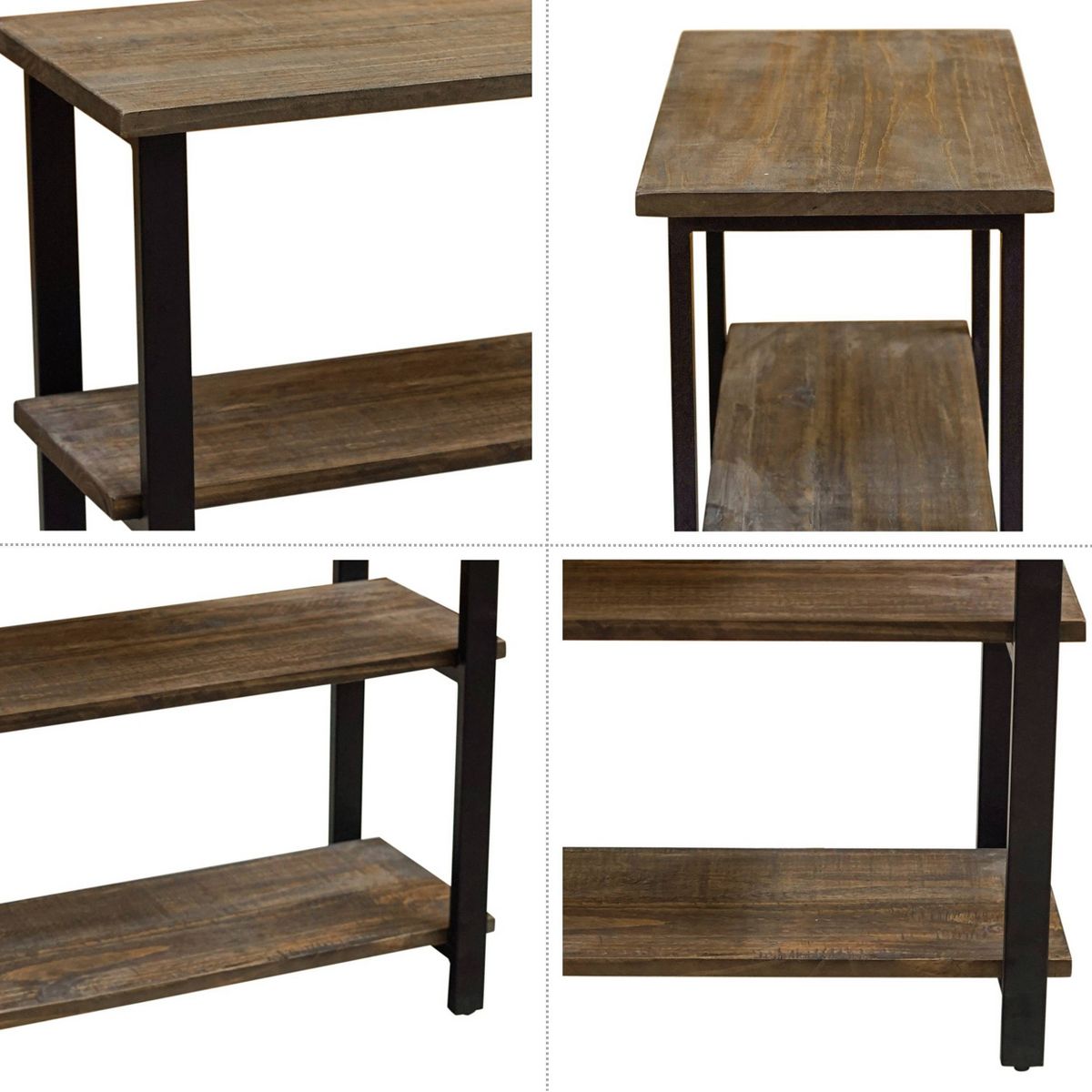 31" Pomona 2 Shelf Bookshelf Metal and Solid Wood Natural - Alaterre Furniture - thumbnail 9